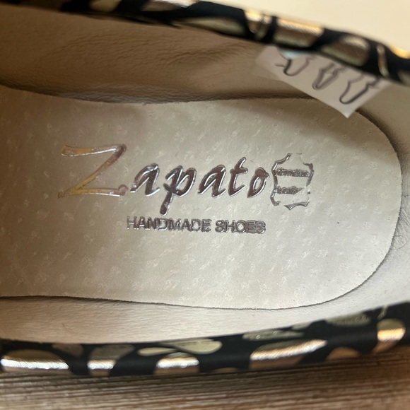 Zapato Women's Italian Handmade Leather Block Heel Pumps SZ 7 Metallic - Picture 5 of 13